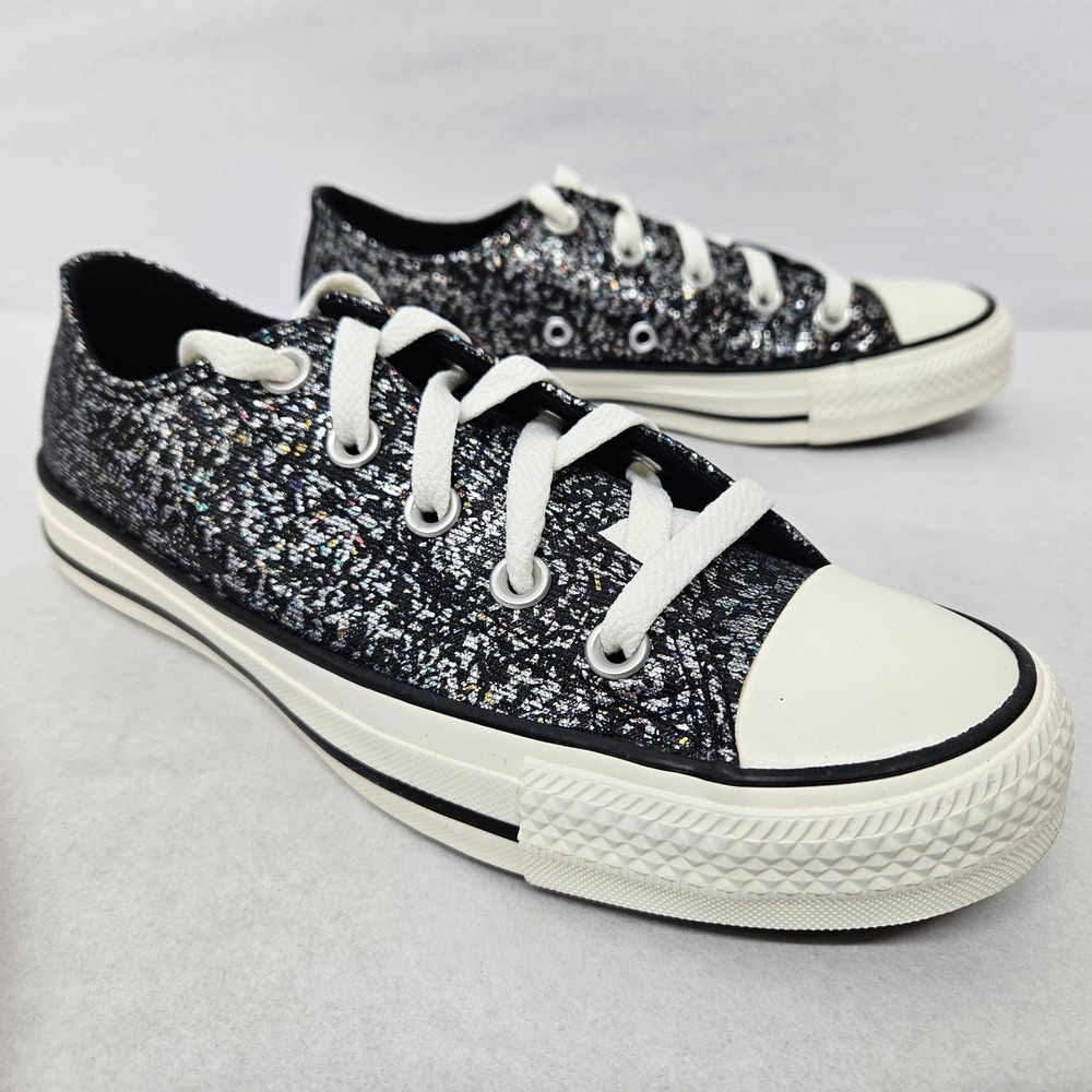 Converse Chuck Taylor All Star Oxfords A11138C Glitter Black Egret Women Size 6‎